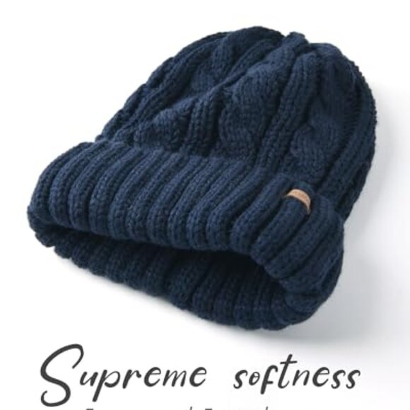Fleece Lined Cable Knit Beanie Warm Winter Skull Cap Chic Classic main image 5